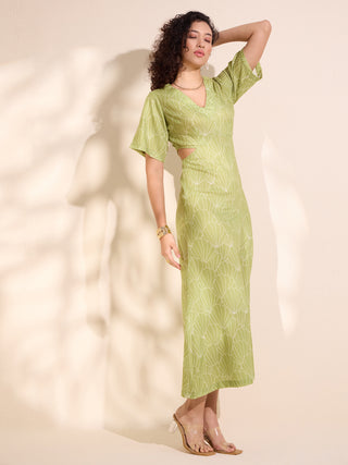 VELARIS PRINTED CUT-OUT DRESS