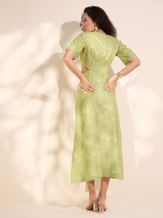 VELARIS PRINTED CUT-OUT DRESS