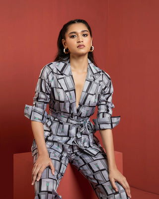 PRINTED PALERMO BELTED JACKET