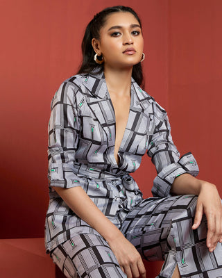 PRINTED PALERMO BELTED JACKET