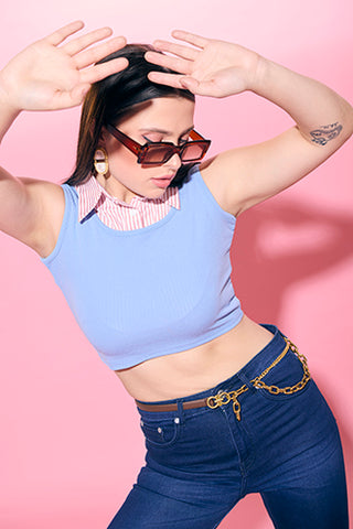 DAWN BLUE CROP TOP WITH SYLVIA