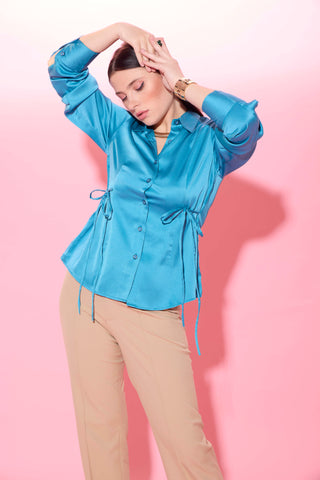 KEYA BOW SHIRT - SAPPHIRE